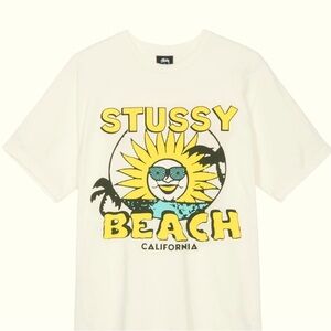 Stüssy Worth The Trip Pigment Dyed Tee White Yellow  Crop Laguna Beach T-Shirt